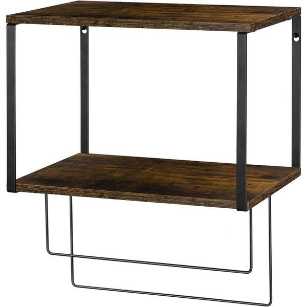 Oumilen 2 Bars Wall Mounted Towel Rack, Brown