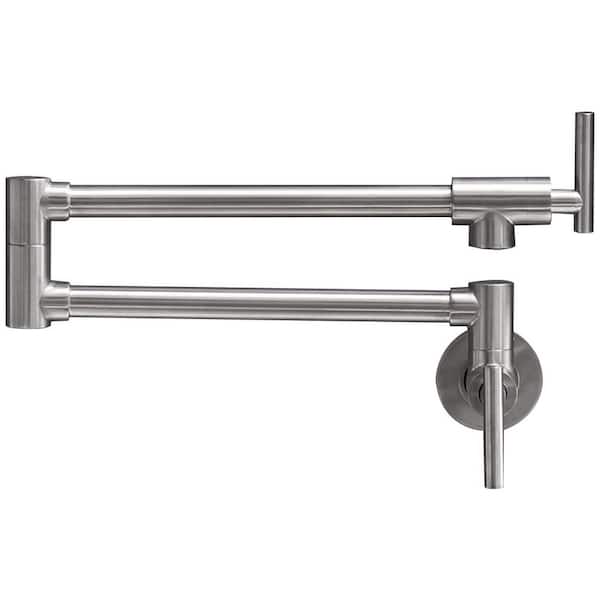 Fapully Commercial Wall Mount Pot Filler Faucet with Easy to Install in Brushed Nickel