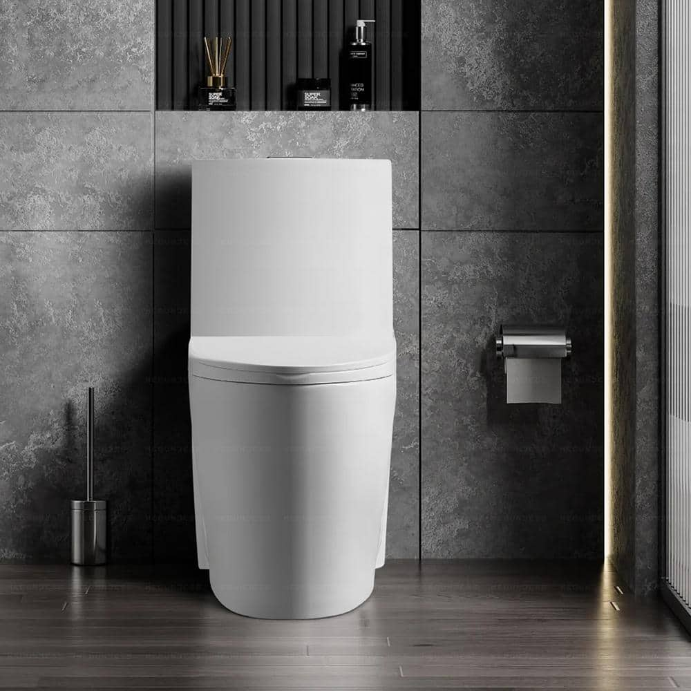 MEDUNJESS Venezia One-Piece 1.1 GPF/1.6 GPF Dual Flush Elongated Toilet ...