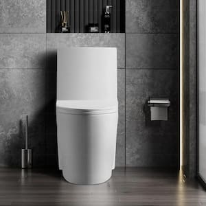 Venezia One-Piece 1.1 GPF/1.6 GPF Dual Flush Elongated Toilet in Glossy White