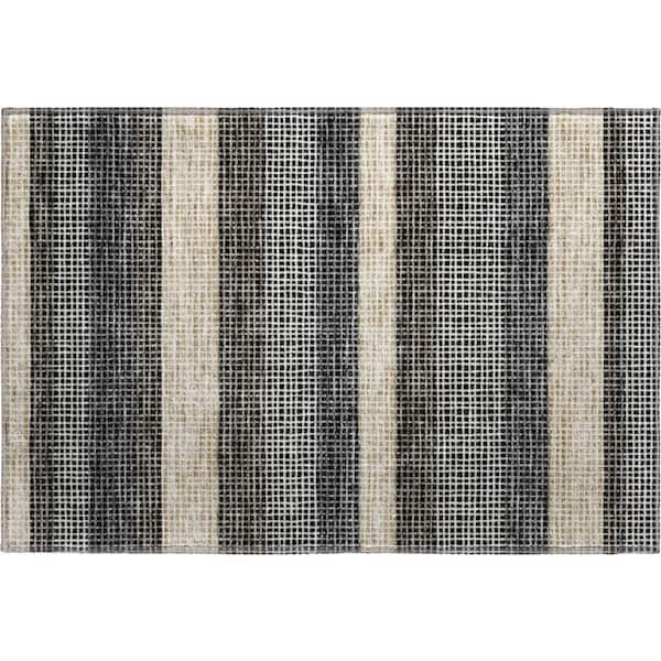 Mayfield Premium Machine Washable Abstract AMF2530 Black 2 ft. x 3 ft. Accent Rug