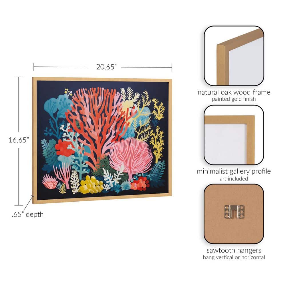 Bright Coral Underwater Ocean Print with Gold Frame, 20x16