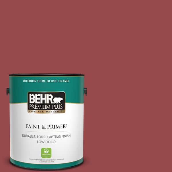 BEHR PREMIUM PLUS 1 gal. #M140-6 Circus Red Semi-Gloss Enamel Low Odor Interior Paint & Primer