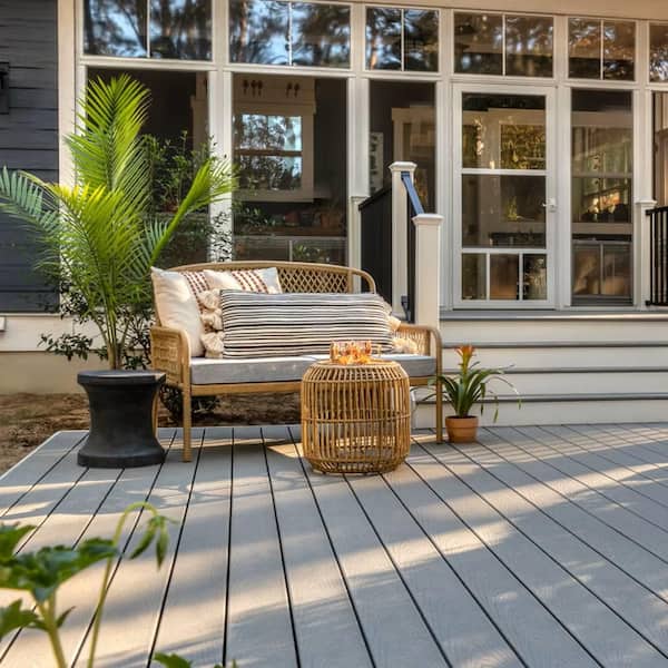 Select 1 in. x 6 in. x 16 ft. Pebble Grey Grooved Edge Composite Deck Board