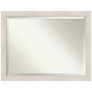 Hardwood 44.75 in. x 34.75 in. Rustic Rectangle Framed Whitewash Bathroom Vanity Wall Mirror