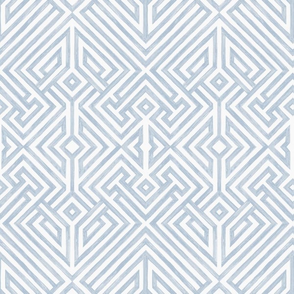 A-Street Prints Lyon Blue Geometric Key Matte Non Woven Wallpaper Sample