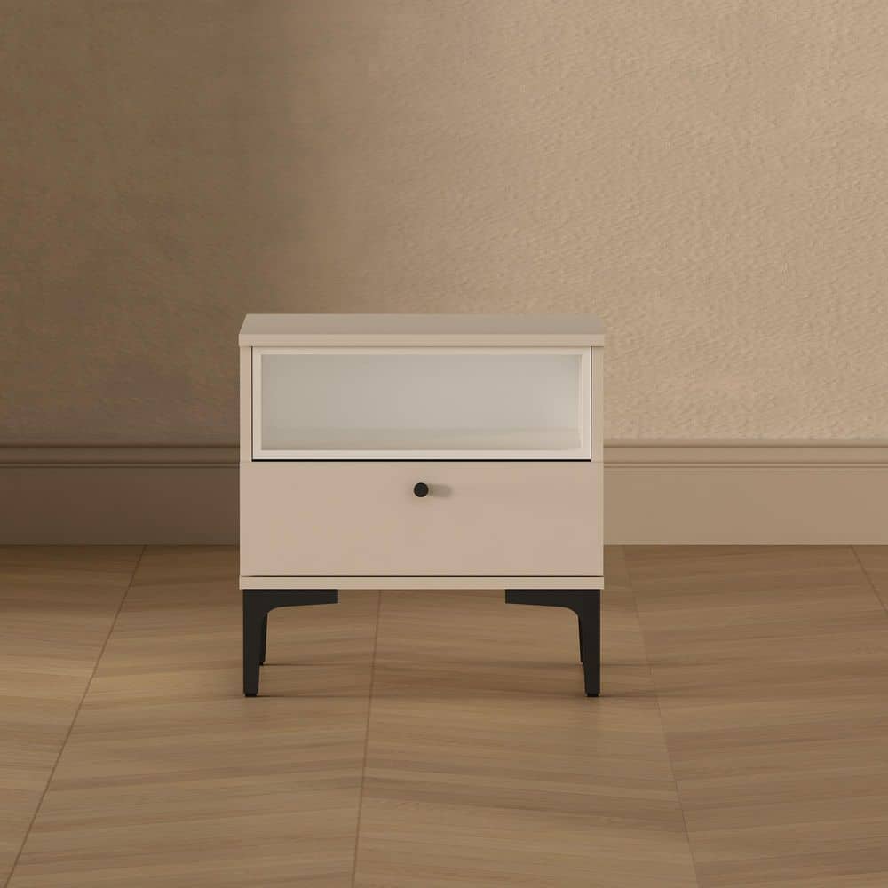 Amara Modern Pale Rose and White 1-Drawer 19.7 in. W Nightstand