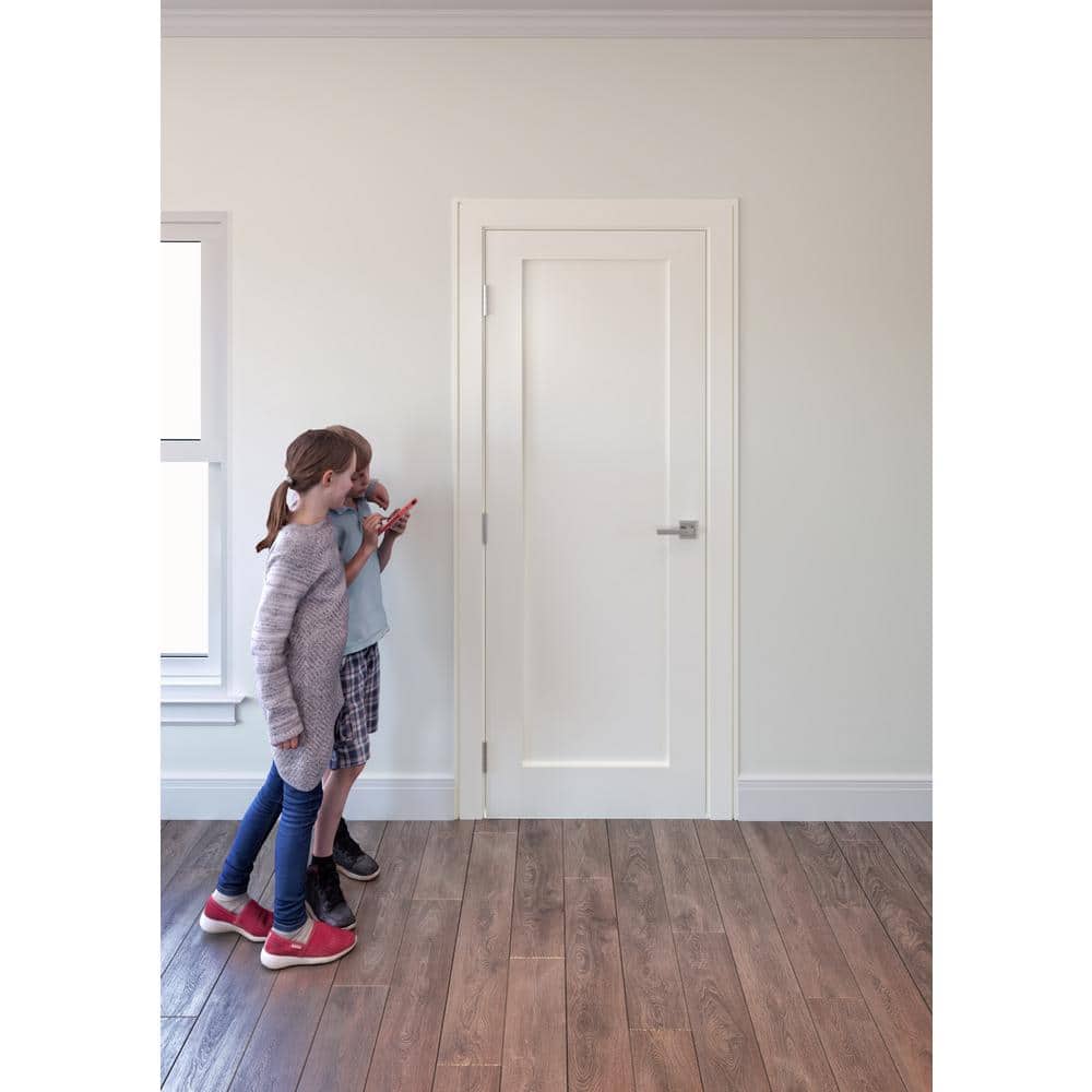 18 in. x 80 in. White Primed Solid Core Single Prehung Door