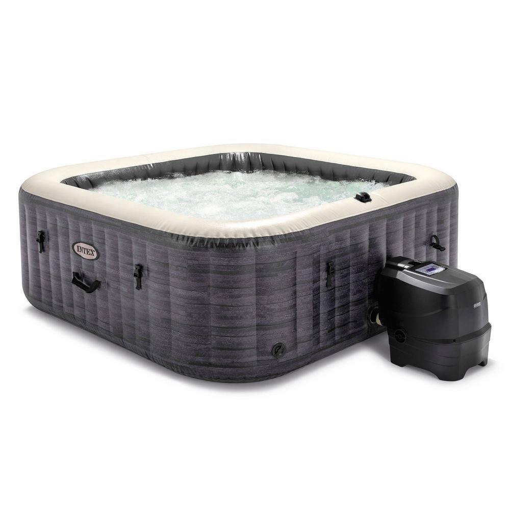 Intex PureSpa Plus 6-Person Gray Vinyl Inflatable Hot Tub with Headrest Pillows