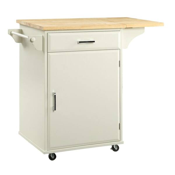 USL Townville Polar White Kitchen Cart with Drop Leaf