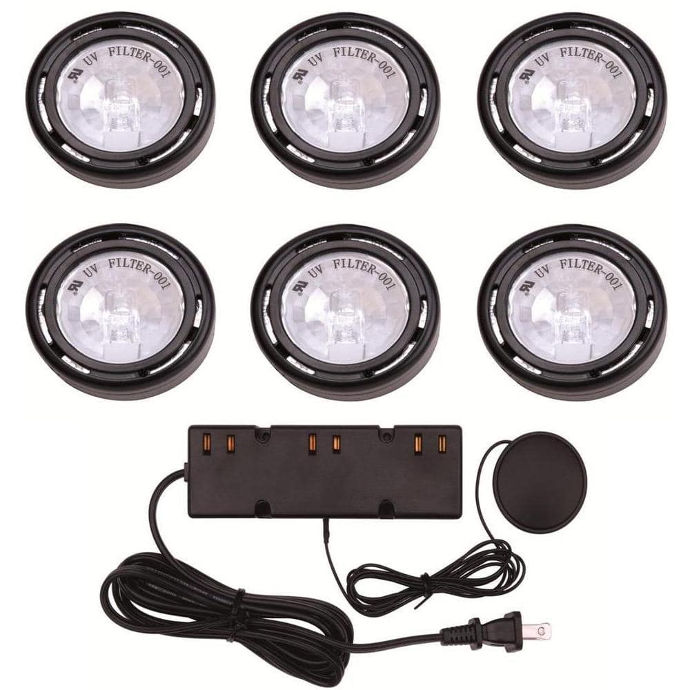 Commercial Electric 6-Light Xenon Black Under Cabinet Puck Light Kit 