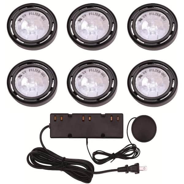 Hampton Bay 6-Light Xenon Black Under Cabinet Puck Light Kit EC1333BK ...