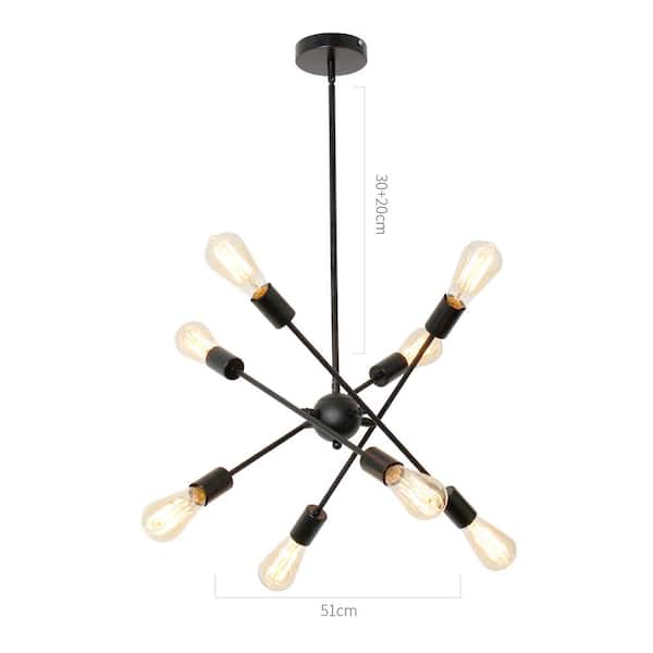 UMEILUCE Sputnik 8-Light Black Farmhouse Chandeliers Pendant Light