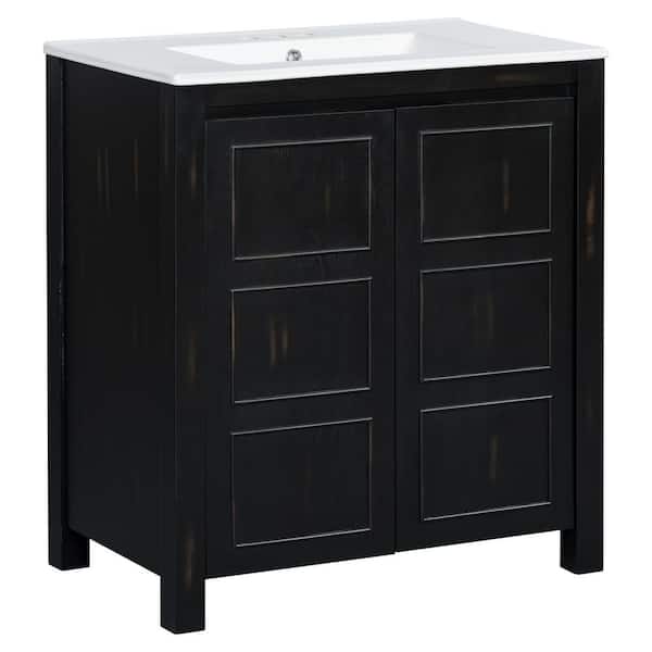 30 in. W x 18.3 in. D x 34 in. H Single Sink Bath Vanity in Espresso with White Ceramic Top