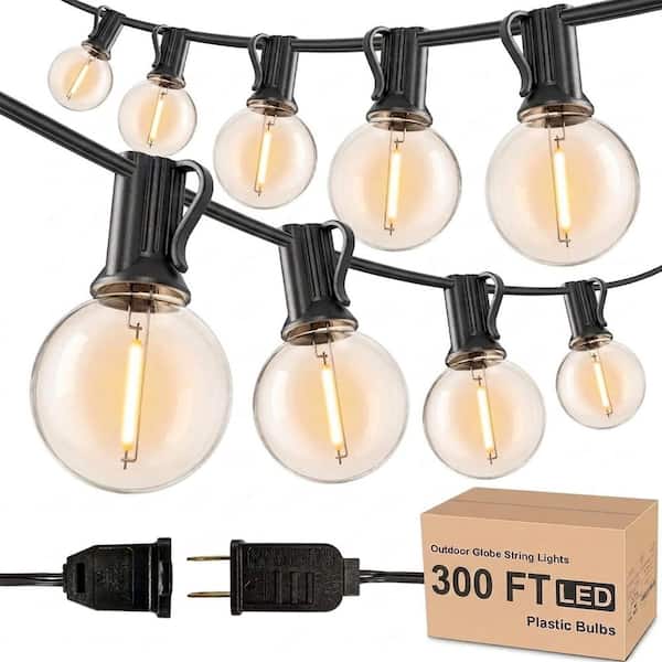 G40 156-Light 300 ft. Indoor/Outdoor Plug-In LED Globe String-Light Shatterproof Waterproof for Porch Bistro Backyard