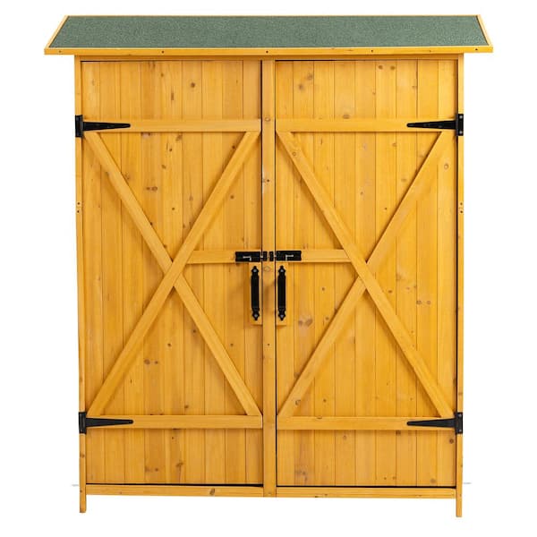 SUNRINX 4 ft. W x 1.3 ft. D Wood Tool Shed with Detachable Shelves and ...