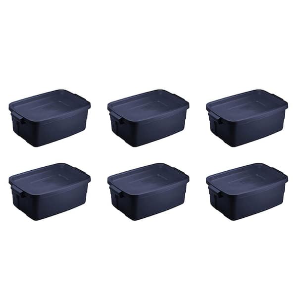 Rubbermaid Roughneck 3 Gal. Rugged Storage Tote Container, Blue (6-Pack)