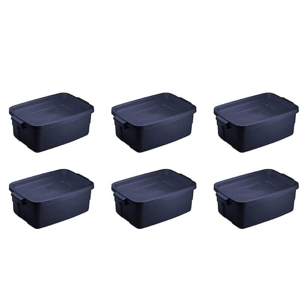 Roughneck 3 Gal. Rugged Storage Tote Container, Blue (6-Pack)