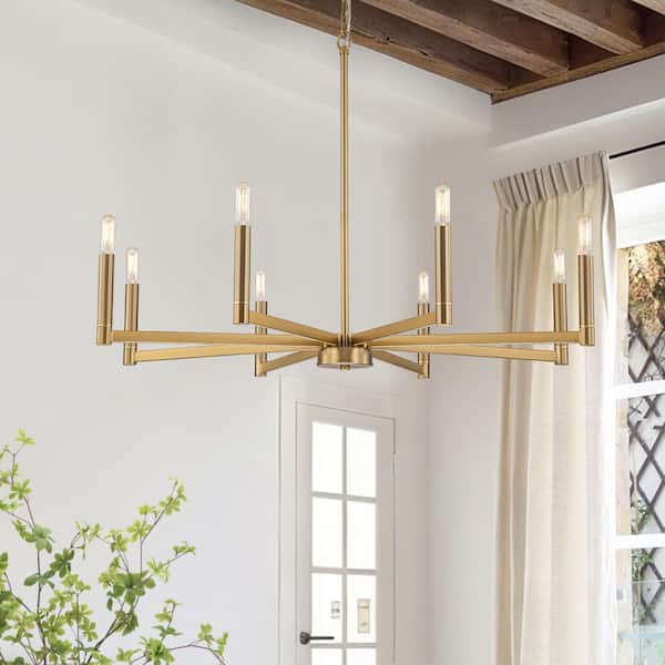 LLHZSY 35. 4 in. 8-Light Brushed Gold Classic Candlestick