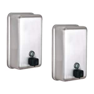 1200 ml Vertical Manual Surface-Mounted Stainless Steel Liquid Soap Dispenser (2-Pack)