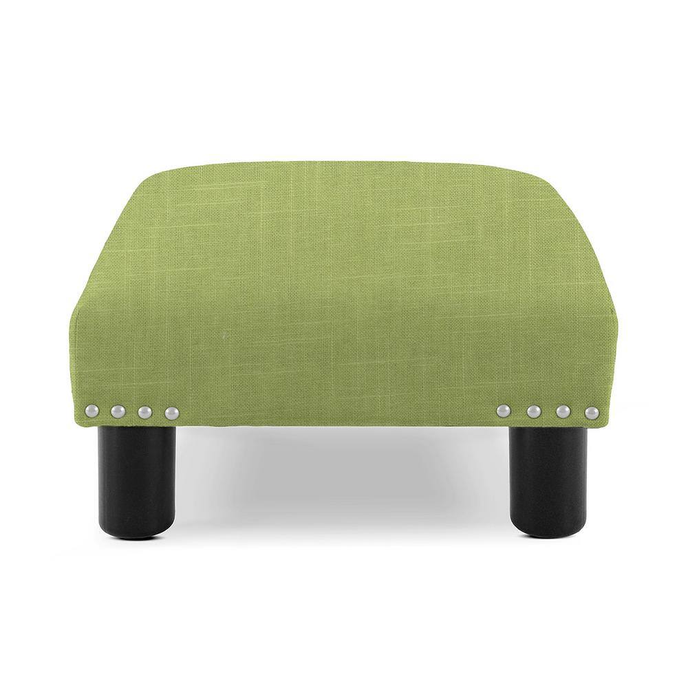 Bright Chartreuse Linen Cotton Blend Square Footstool Ottoman