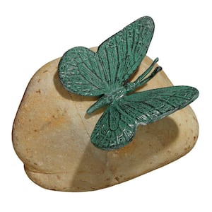 5 in. H Emerald Verde Butterfly on Rock Statue