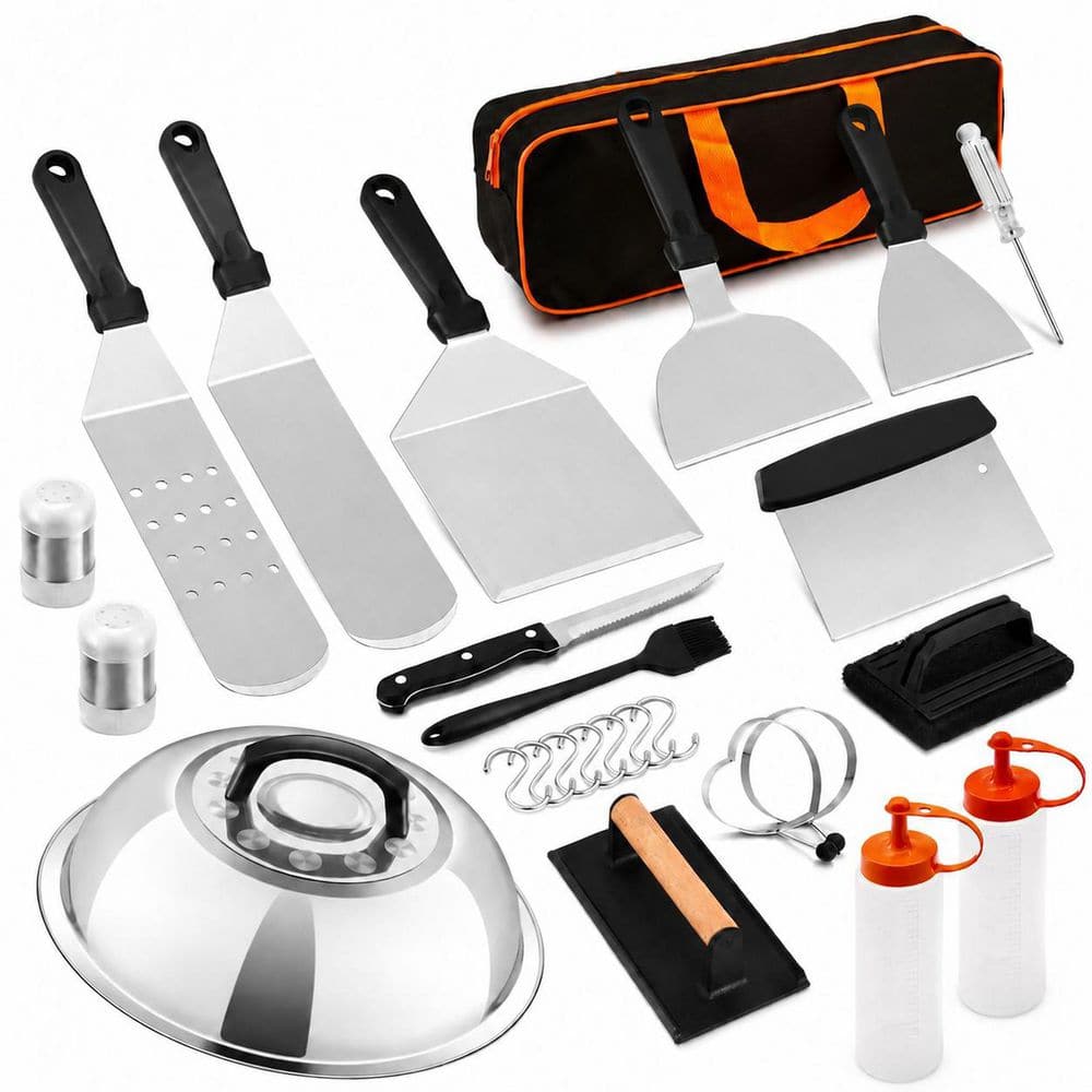 Anqtovp 26 Piece Stainless Steel Flat Top Griddle Grill Tool Kit with ...