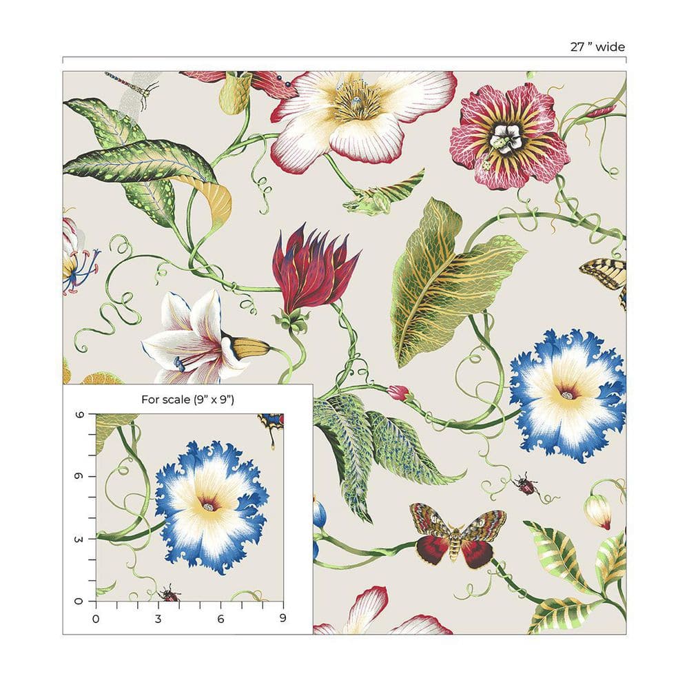 Raspberry & Chartreuse Floral Vinyl Peel and Stick Wallpaper Roll