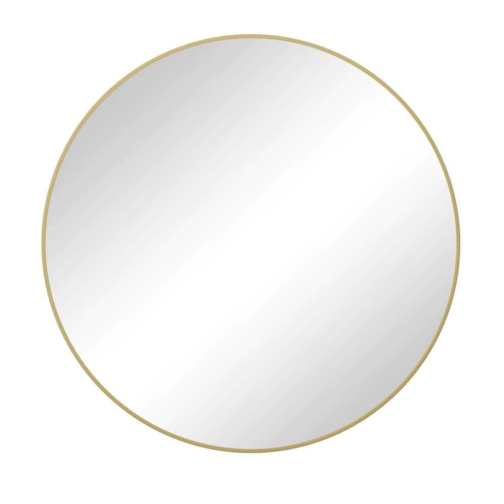 39 in. W x 39 in. H Round Framed Wall Mounted Gold Circular Mirror for Bath