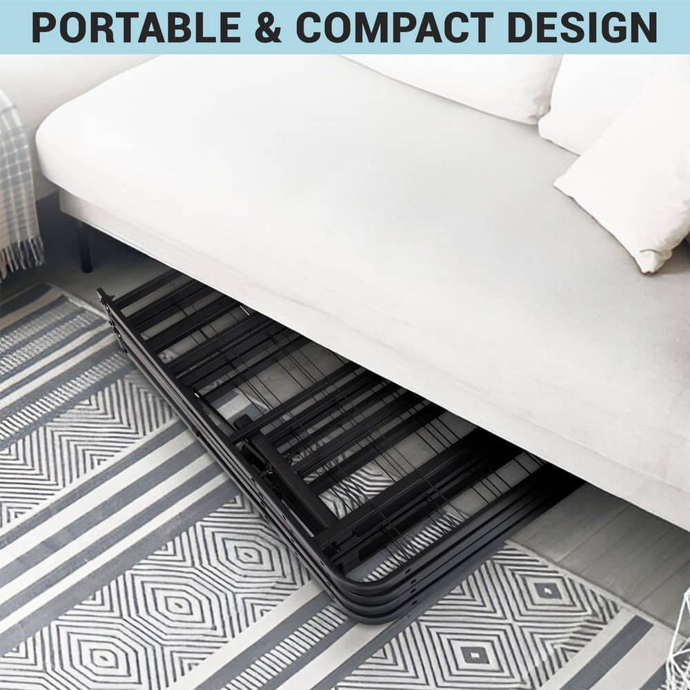 Black Metal Full Size Foldable Platform Bed Frame