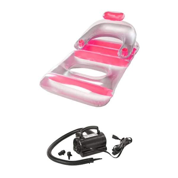 Swimline New Red Swimming Pool Inflatable Deluxe Lounge Chair with Electric Pump