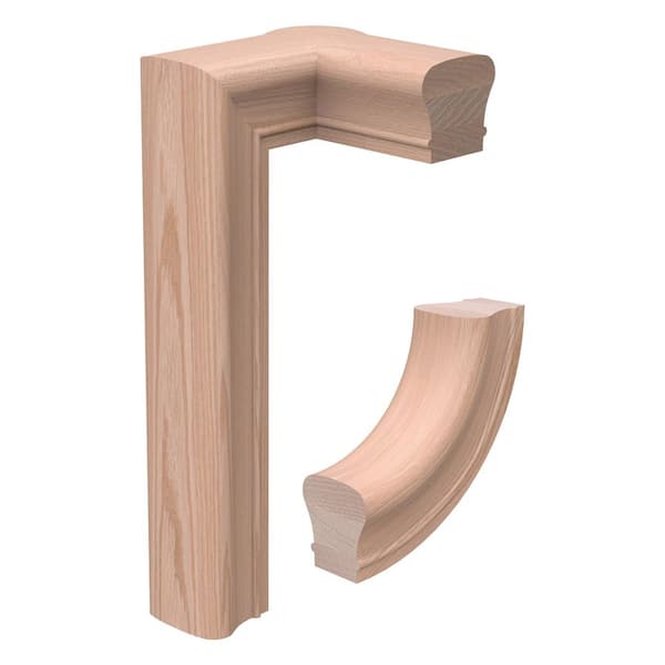 Stair Parts 7286 Unfinished Red Oak Right-Hand 2-Rise Gooseneck with Cap Handrail Fitting