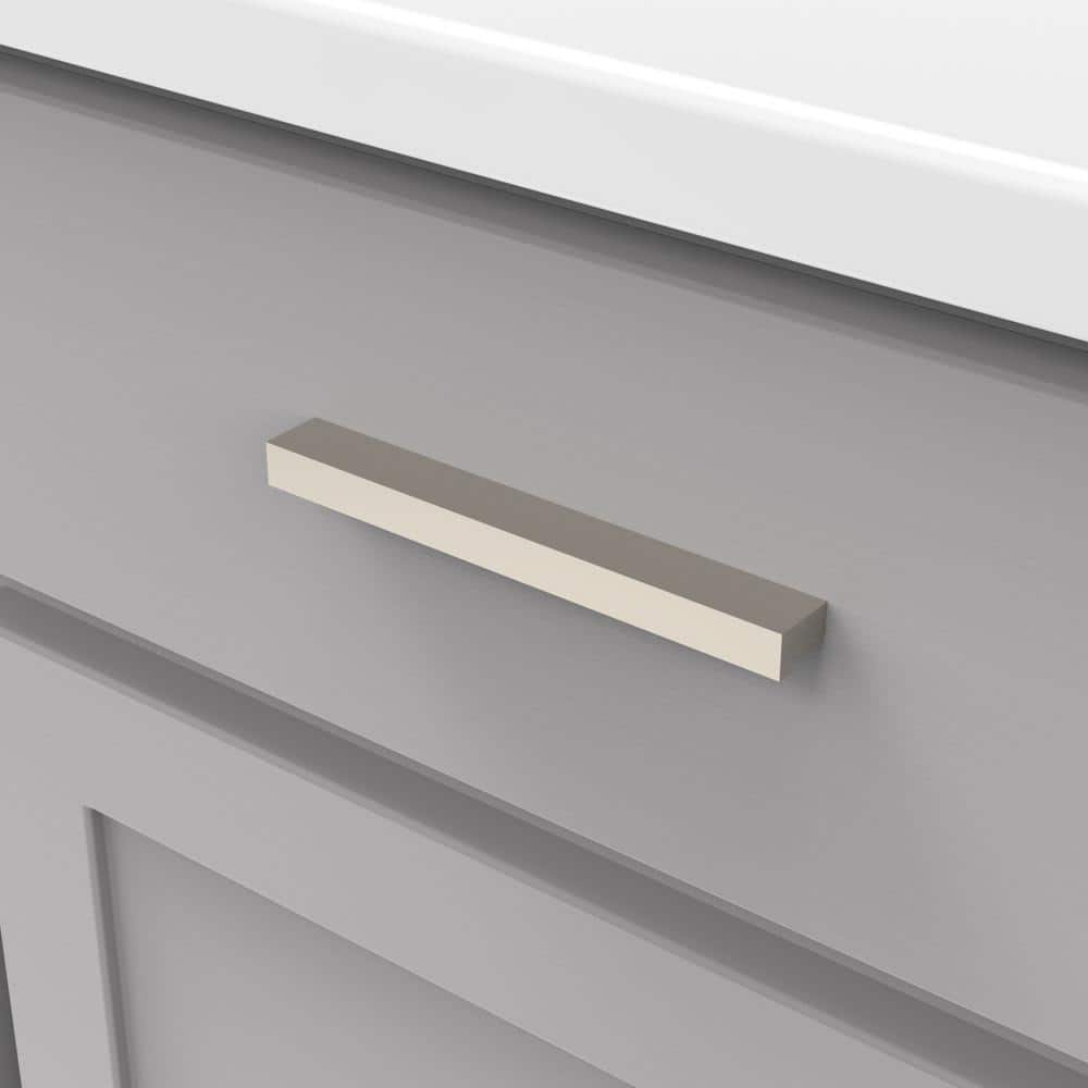 Brushed Nickel Modern Finger Cabinet Handles with Mounting Hardware