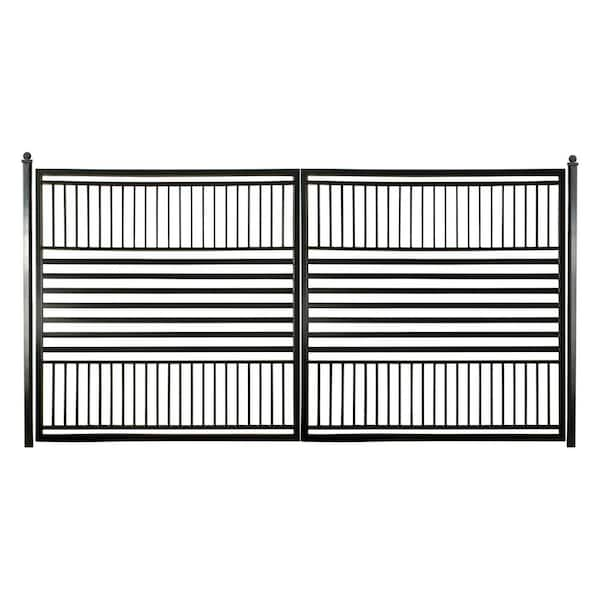 ALEKO 16 ft. x 6 ft. Barcelona Black Metal Steel Dual Swinging Driveway Fence Gate