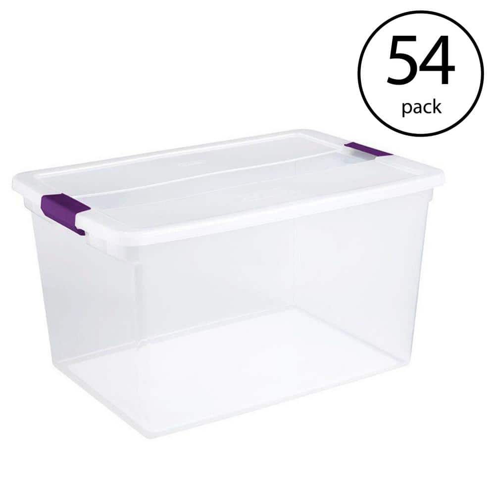 66-Qt. Clear View Latch Box Storage Tote Container-(54 Pack)
