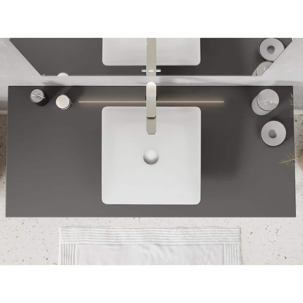 Solstice Square White Glass Above-Counter Vessel Sink
