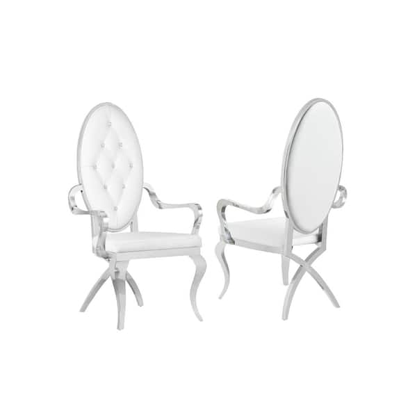 Best Quality Furniture Ted White Faux Leather Arm Chairs (Set of 2)