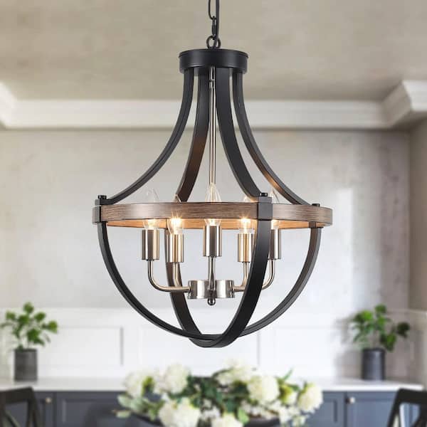 HLJYNJM 5-Light Nickel Candlestick Retro Lantern Kitchen Island