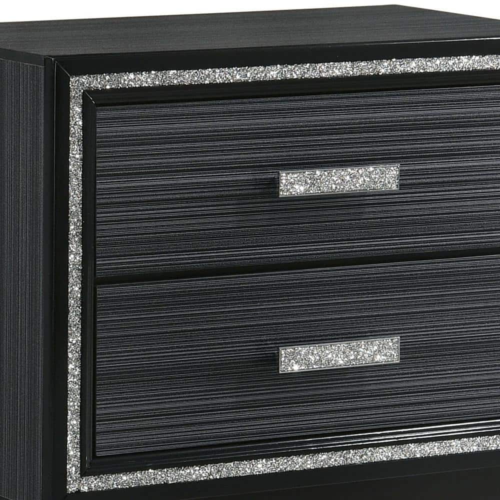 Haiden 31'' Weathered Black Nightstand with Silver Accents