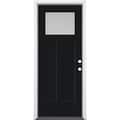 Masonite 36 in. x 80 in. Right-Hand/Inswing Craftsman Pearl Frosted Glass Jet Black Painted Fiberglass Prehung Front Door