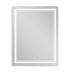 36 in. x 32 in. Bathroom Modern LED Right-Angle Inner Light-Emitting Rectangle Frameless Wall Vanity Mirror