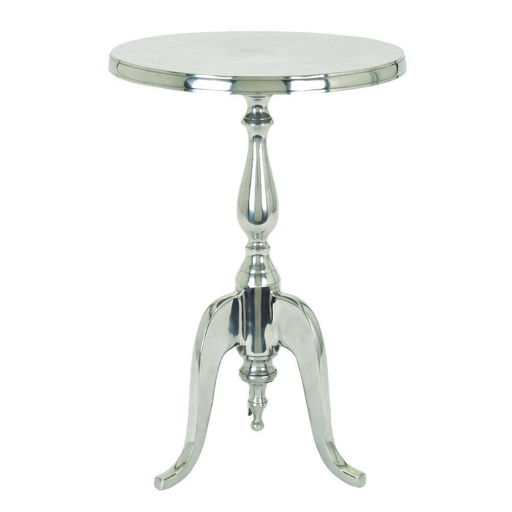 Benzara Silver Traditional Style Aluminum Table with Pedestal Base