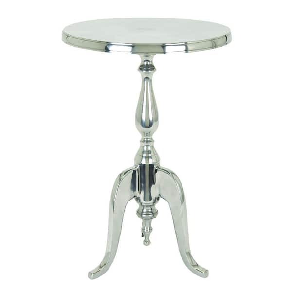 Benzara Silver Traditional Style Aluminum Table with Pedestal Base