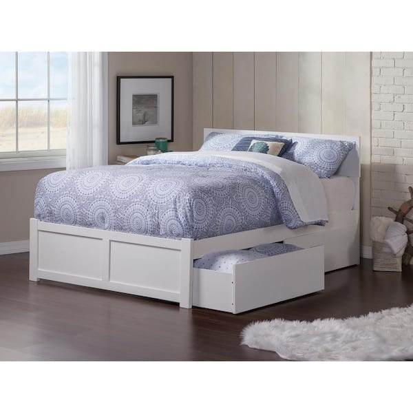 AFI Orlando White Solid Wood Frame King Platform Bed with Set of 2 Under Bed Drawers