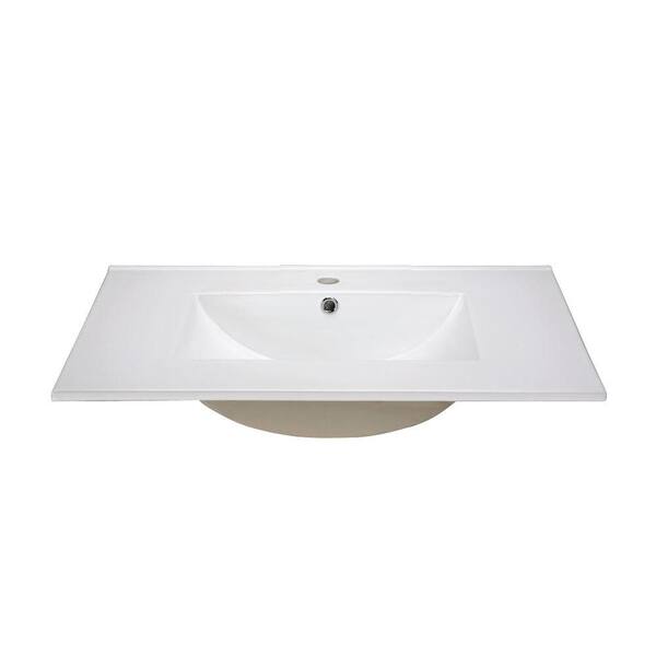 RYVYR 31 in. Vitreous China Vanity Top in White with Single Hole Faucet Drilling