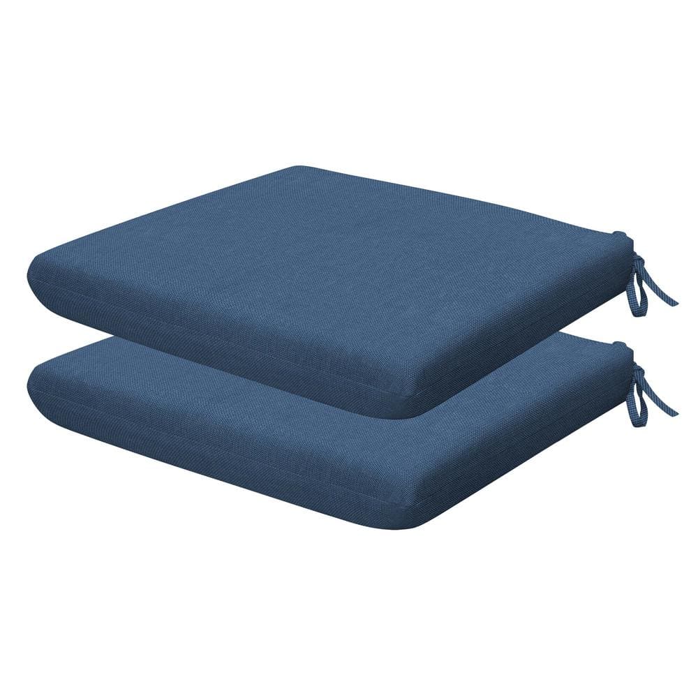 Outdoor Universal Dining Seat Cushion Textured Solid Pacific Blue (Set of 2