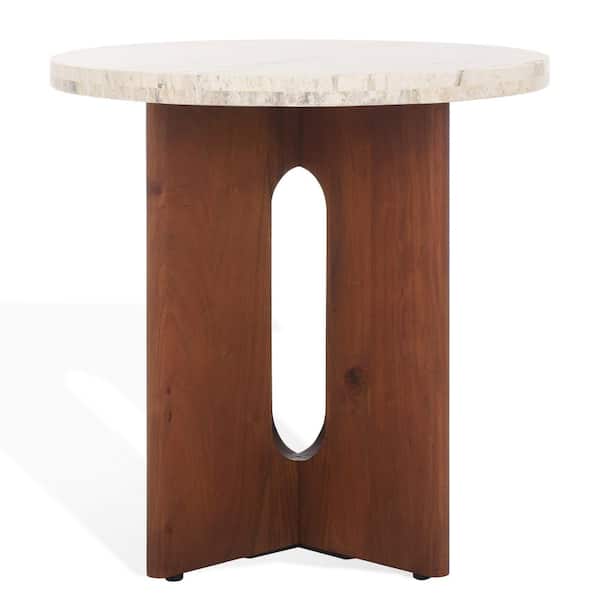 SAFAVIEH Shayna 20 in. Brown Round Stone End Table