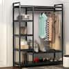 TRIBESIGNS WAY TO ORIGIN Donald Black Armoire with 6 Storage Shelves ...