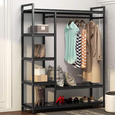 Donald Black Armoire with 6 Storage Shelves (70.9 x 47.3 x 15.7 in.)