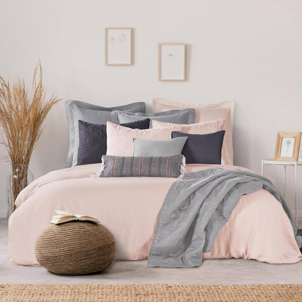 Dusty Pink Linen Twin XL Bedspread Cover